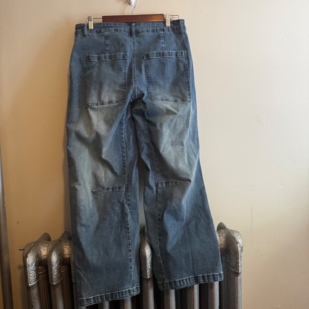 Women's Size 14 Cotton Blend Barrel Jeans Stretch